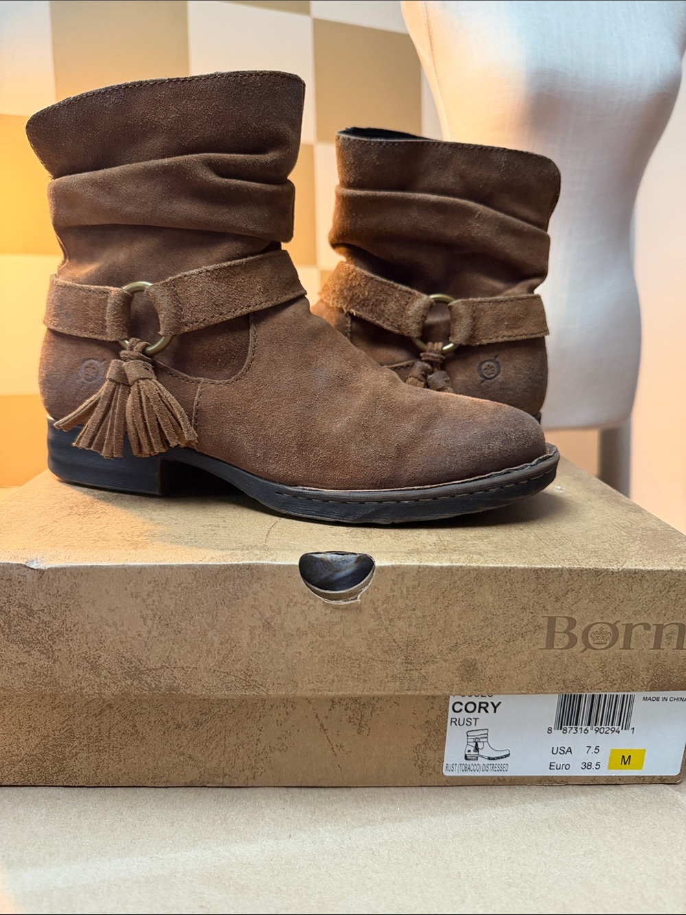Born Cory Women's Suede Tassel Ankle Boots - Brown
